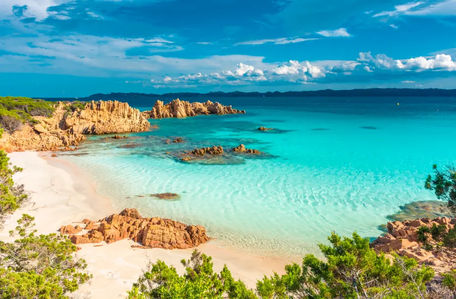 Pink sand Budelli Beach in Sardinia